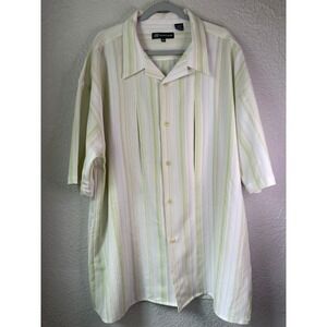 Montique Striped Button Up Bowling Shirt‎ Short Sleeve Casual 3XL